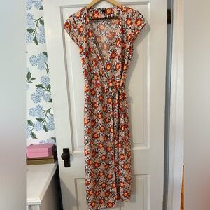 J.Crew Floral Wrap Dress - Red and White